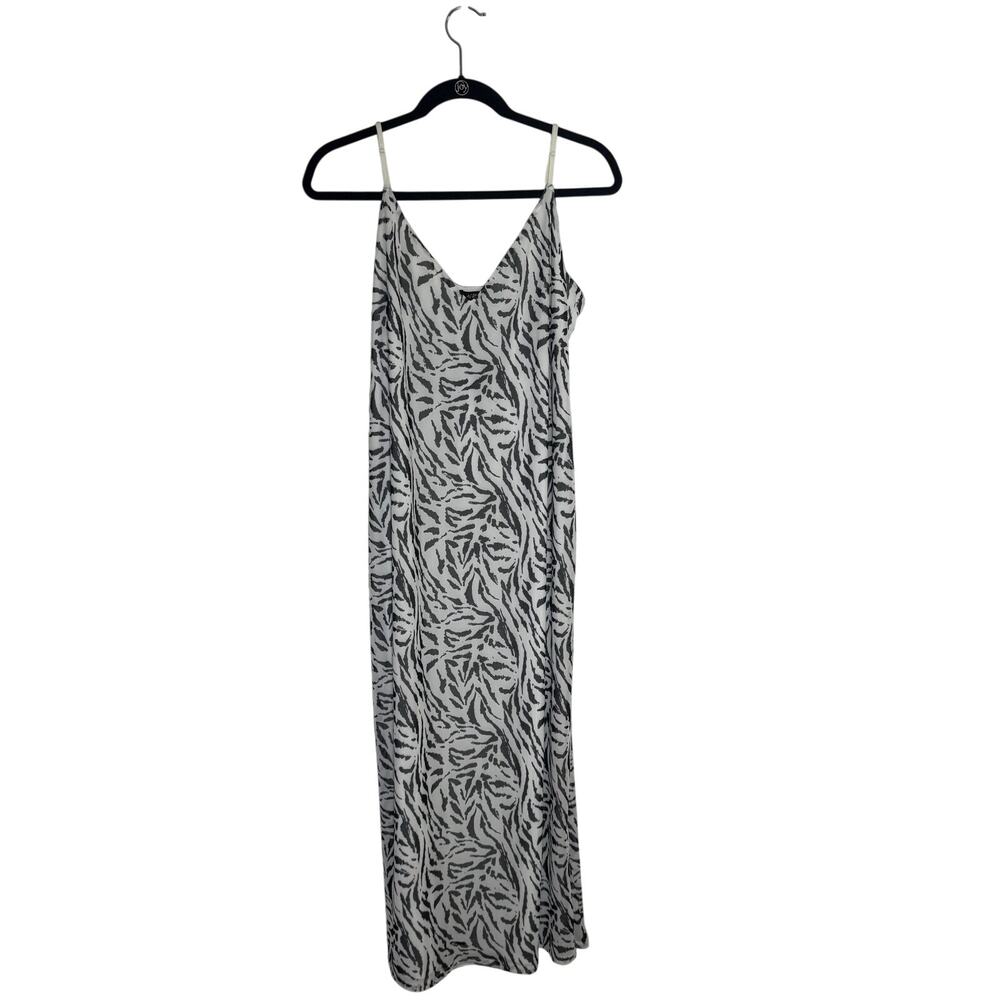 Afrm Women's Size 2X Amina Mesh Zebra Speghetti Strap Maxi Slip Dress